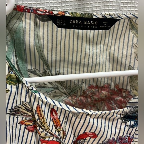 Zara Basic Floral Top Women’s Size Large - Picture 3 of 11